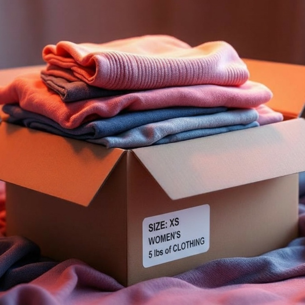 Women’s Clothing: 5lbs - Sz XS. Prefilled Box of XS